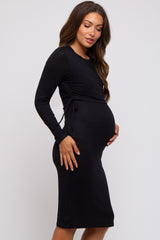 Black Long Sleeve Maternity Nursing Dress