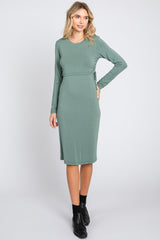 Sage Long Sleeve Maternity Nursing Dress