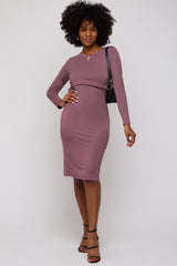 Mauve Long Sleeve Nursing Dress