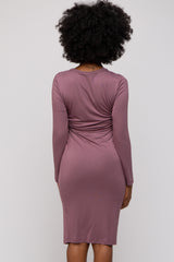 Mauve Long Sleeve Nursing Dress