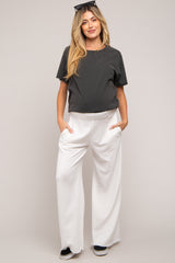 Ivory Soft Fleece Wide Leg Maternity Lounge Pants