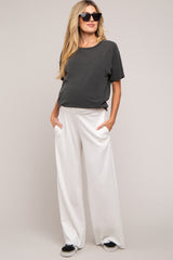 Ivory Soft Fleece Wide Leg Maternity Lounge Pants