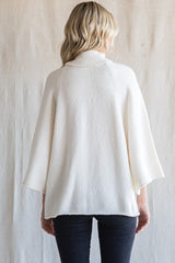 Ivory Brushed Turtleneck Wide 3/4 Sleeve Sweater