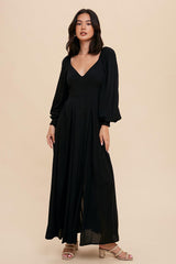 Black Flared Maxi Dress