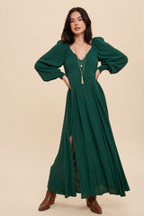 Evergreen Flared Maxi Dress