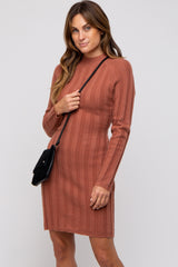 Rust Knit Cutout Back Maternity Sweater Dress