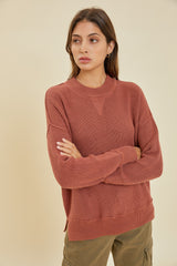 Rust Knit Side Slit Maternity Sweater