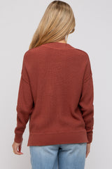 Rust Knit Side Slit Maternity Sweater