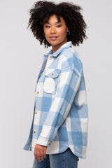 Blue Plaid Brushed Long Shacket