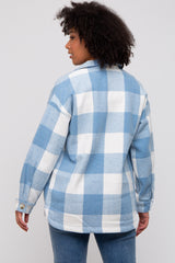 Blue Plaid Brushed Long Shacket