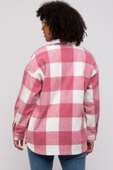 Pink Plaid Brushed Long Shacket