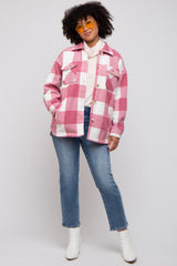 Pink Plaid Brushed Long Shacket