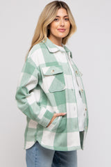 Sage Plaid Brushed Long Maternity Shacket