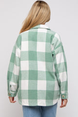 Sage Plaid Brushed Long Maternity Shacket