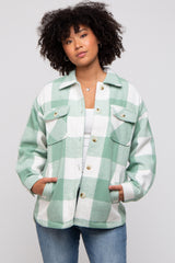 Sage Plaid Brushed Long Maternity Shacket