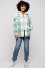 Sage Plaid Brushed Long Shacket