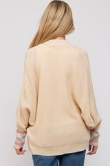 Cream Striped Dolman Sleeve Maternity Cardigan