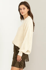 Ivory Basic Chunky Knit Maternity Sweater