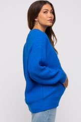 Royal Blue Basic Chunky Knit Maternity Sweater