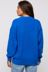 Royal Blue Basic Chunky Knit Maternity Sweater