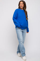 Royal Blue Basic Chunky Knit Maternity Sweater