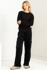 Black Soft Knit Pullover Top