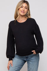 Black Soft Knit Maternity Pullover Top