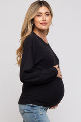 Black Soft Knit Maternity Pullover Top