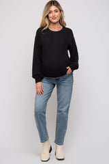 Black Soft Knit Maternity Pullover Top