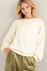 Cream Soft Knit Pullover Top