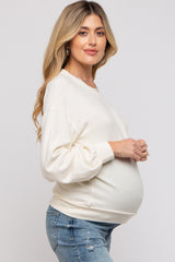 Cream Soft Knit Maternity Pullover Top