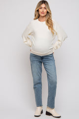 Cream Soft Knit Maternity Pullover Top