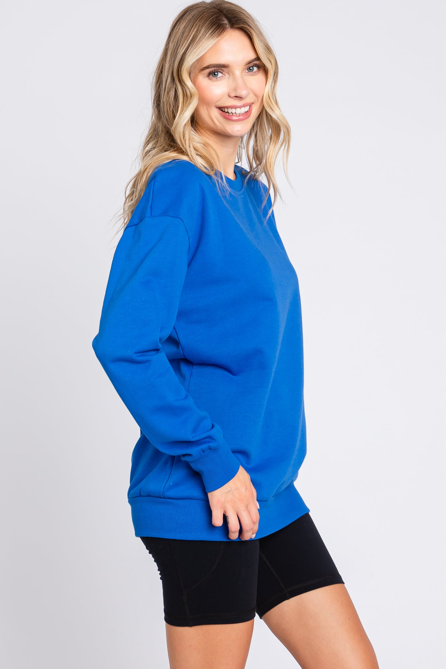 Royal Blue Raw Edge Trim Drawstring Hoodie– PinkBlush