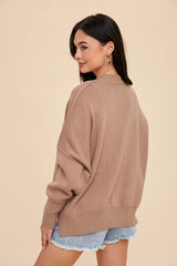 Taupe Knit Mock Neck Sweater