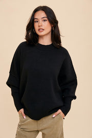 Black Knit Mock Neck Sweater