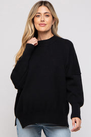 Black Knit Mock Neck Maternity Sweater