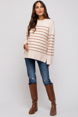 Ivory Striped Maternity Sweater