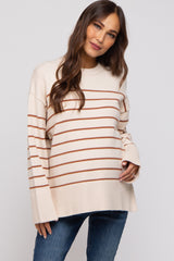 Ivory Striped Maternity Sweater