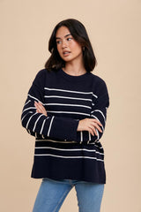 Navy Blue Striped Sweater