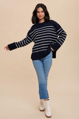 Navy Blue Striped Sweater