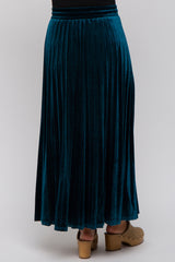 Teal Velvet Knit Drawstring Maternity Maxi Skirt