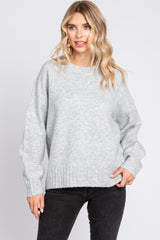 Silver Ribbed Cuff Maternity Sweater