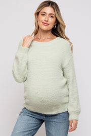 Mint Green Fuzzy Soft Knit Maternity Sweater