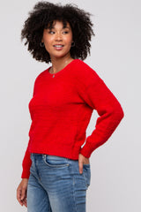 Red Fuzzy Soft Knit Sweater