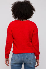 Red Fuzzy Soft Knit Sweater