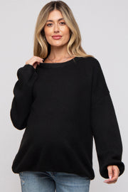 Black Basic Drop Shoulder Maternity Sweater