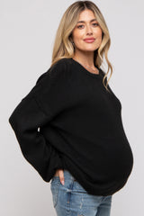 Black Basic Drop Shoulder Maternity Sweater