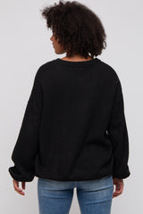 Black Basic Drop Shoulder Sweater