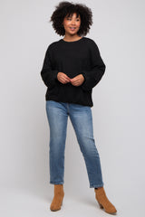 Black Basic Drop Shoulder Sweater