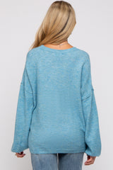 Blue Basic Drop Shoulder Maternity Sweater